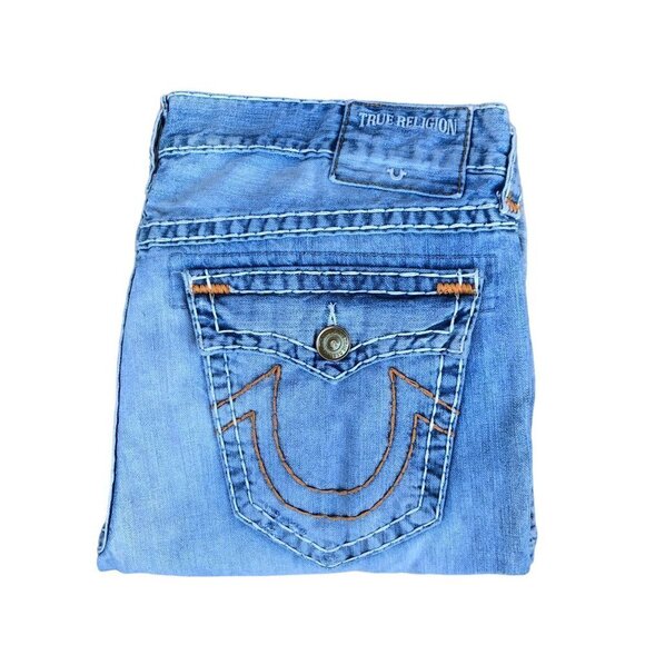 Rare True Religion Jeans Size 40 RICKY FLAP T Orange Stitch - Picture 4 of 13